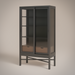 Tall black and brown Marin bookcase with glass sliding doors, adjustable shelves, and two soft-close drawers.