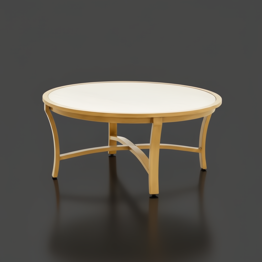 Surya Cape Town 42-inch round beige and wheat stone and aluminum outdoor coffee table.