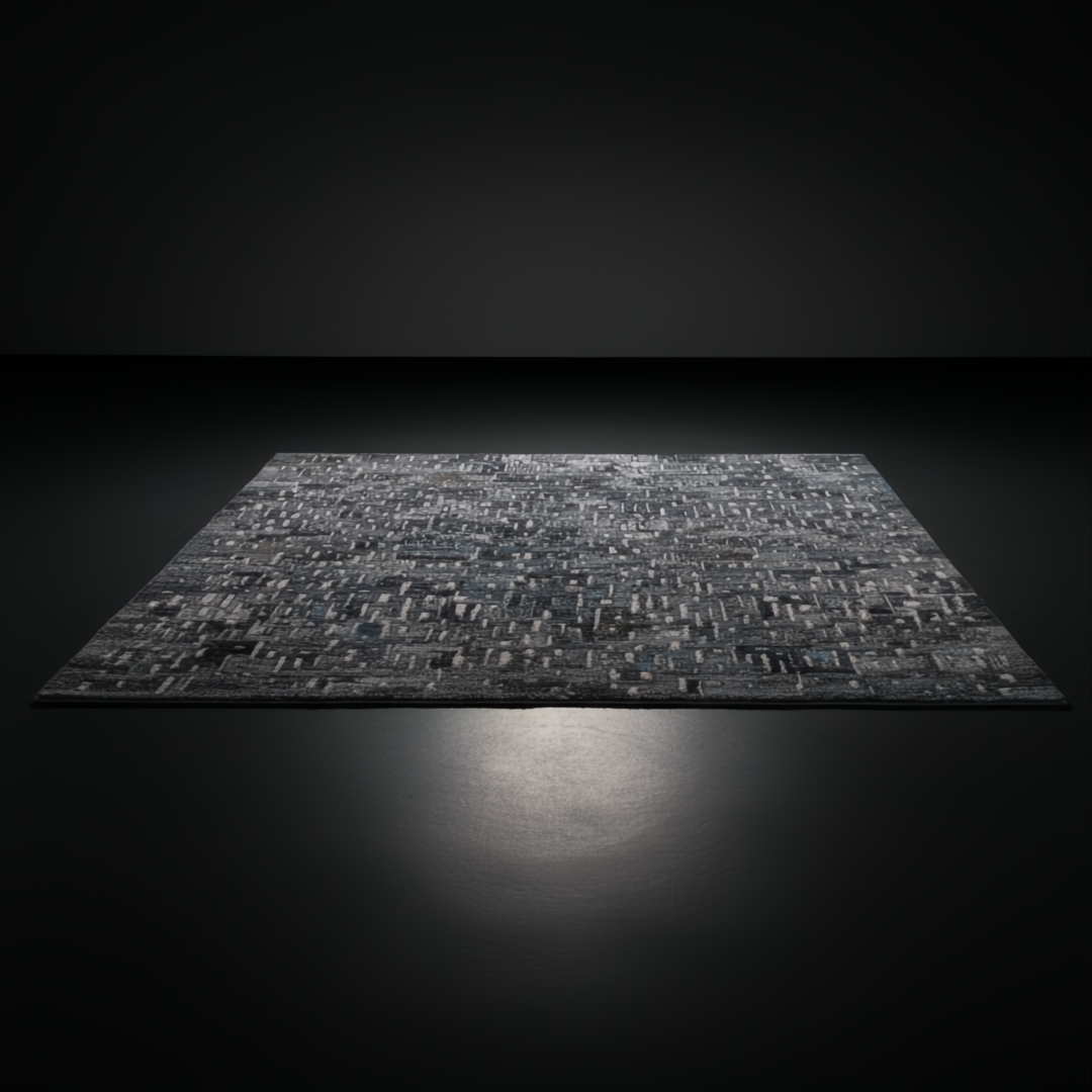 Surya Calgary CGR-2305-P hand-tufted rug with Teal, Charcoal, Gray, Aqua, and Camel recycled PET yarn.