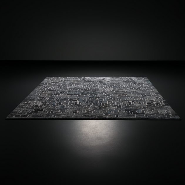 Surya Calgary CGR-2305-P hand-tufted rug with Teal, Charcoal, Gray, Aqua, and Camel recycled PET yarn.