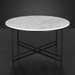 Surya Anastasia round coffee table with white natural marble top and black matte iron base.