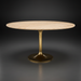 Surya Anatalia 55" round dining table with cream polished travertine top and gold brushed brass iron base.