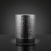 Surya Amenet End Table with silver gray hammered iron top and black base.
