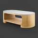 Surya Poros PORS-006 coffee table with a light cork veneer top and natural brown oak base.