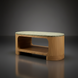 Surya Poros PORS-001 coffee table with green cork veneer top and natural oak base.
