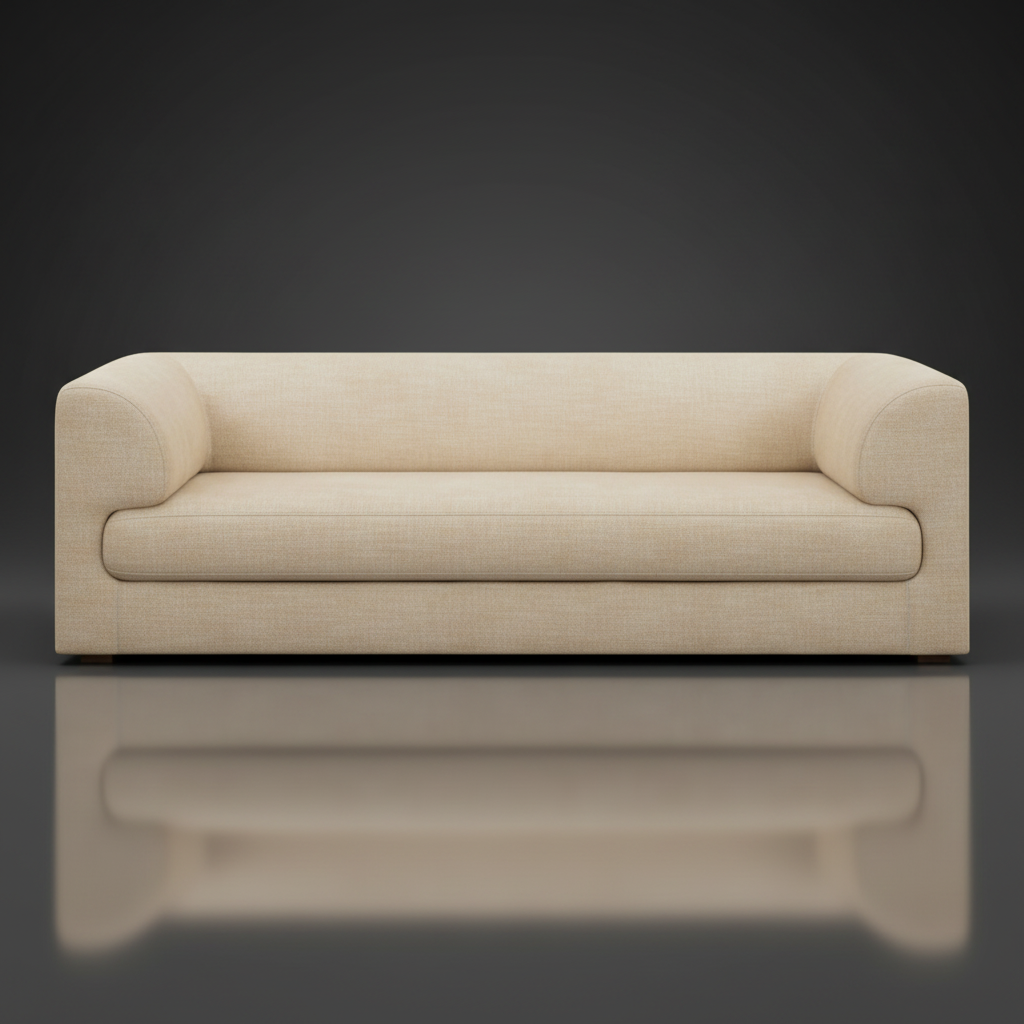 Surya Amory modern beige fabric sofa with clean lines and a refined profile, 90" wide.