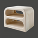 Ivory mango wood end table with two open shelves and rounded edges, showcasing a bohemian design.