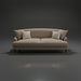 Surya Maywood Sofa: light brown polyester sofa with two light cushions, rubber wood base.