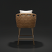Surya Marvella outdoor bar stool with woven rattan back, light cushion, and dark brown aluminum base.