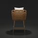 Surya Marvella outdoor bar stool with woven rattan back, light cushion, and dark brown aluminum base.