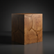 Surya Brax end table, a compact brown lacquered acacia block with natural wood grain and knot patterns.