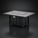 Surya Fairborn black hand-painted aluminum fire table with slatted top and tray cover.