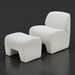 Surya Sable ivory accent chair and matching ottoman with soft, modern foam construction.
