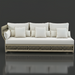 Winder Sectional Left Arm in cream Sunbrella acrylic with an aluminum base and woven detail.