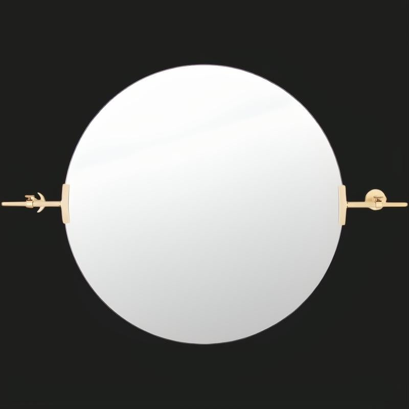 Surya Anastasya AAY-001 round wall mirror with gold-finished decorative hardware.