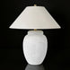 Surya Capelli accent table lamp with a textured white ceramic base and a light fabric shade.