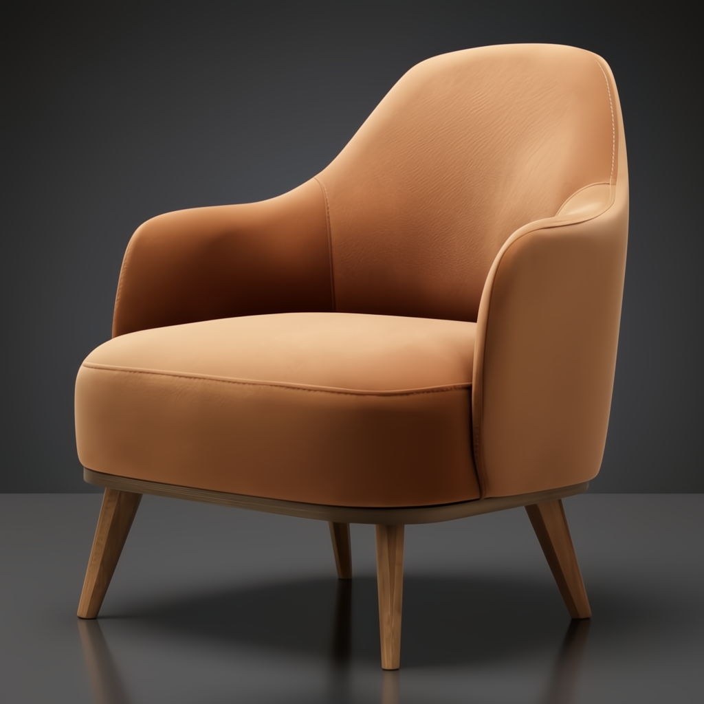 Surya Fantino accent chair with brown polyester upholstery and camel beechwood base.