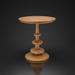 Surya Adour round end table with a brown and dark brown wood veneer top and sculptural oak base.