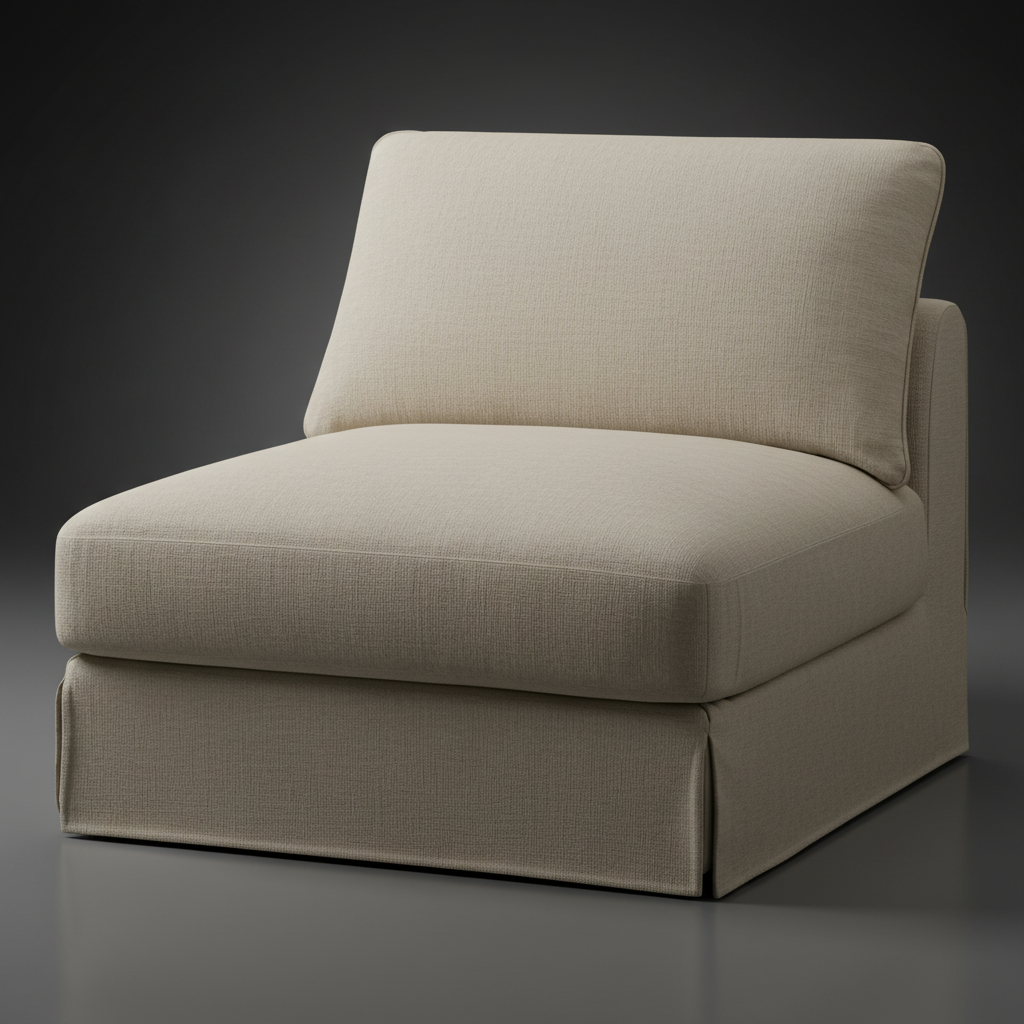 Surya Elenora taupe polyester modular chair with a clean, upholstered design and skirted base.