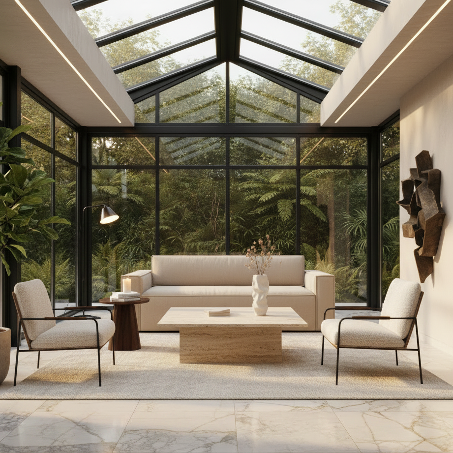 Contemporary Surya Aira beige polyester sofa with clean lines and polyurethane foam cushioning.