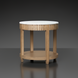 Surya Rosemary end table with white marble top and natural fluted mango wood base.