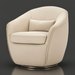 Beige Surya Ariah swivel chair with polyester upholstery, a small lumbar pillow, and a black iron base.