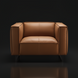 Surya Dylan DYN-003 modern brown leather accent chair with black iron base on dark background.