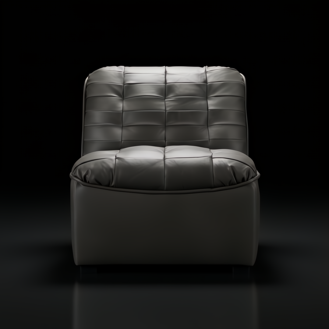 Surya Oryan RYAN-005 black 100% leather modular sofa with tufted back and seat.