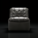 Surya Oryan RYAN-005 black 100% leather modular sofa with tufted back and seat.