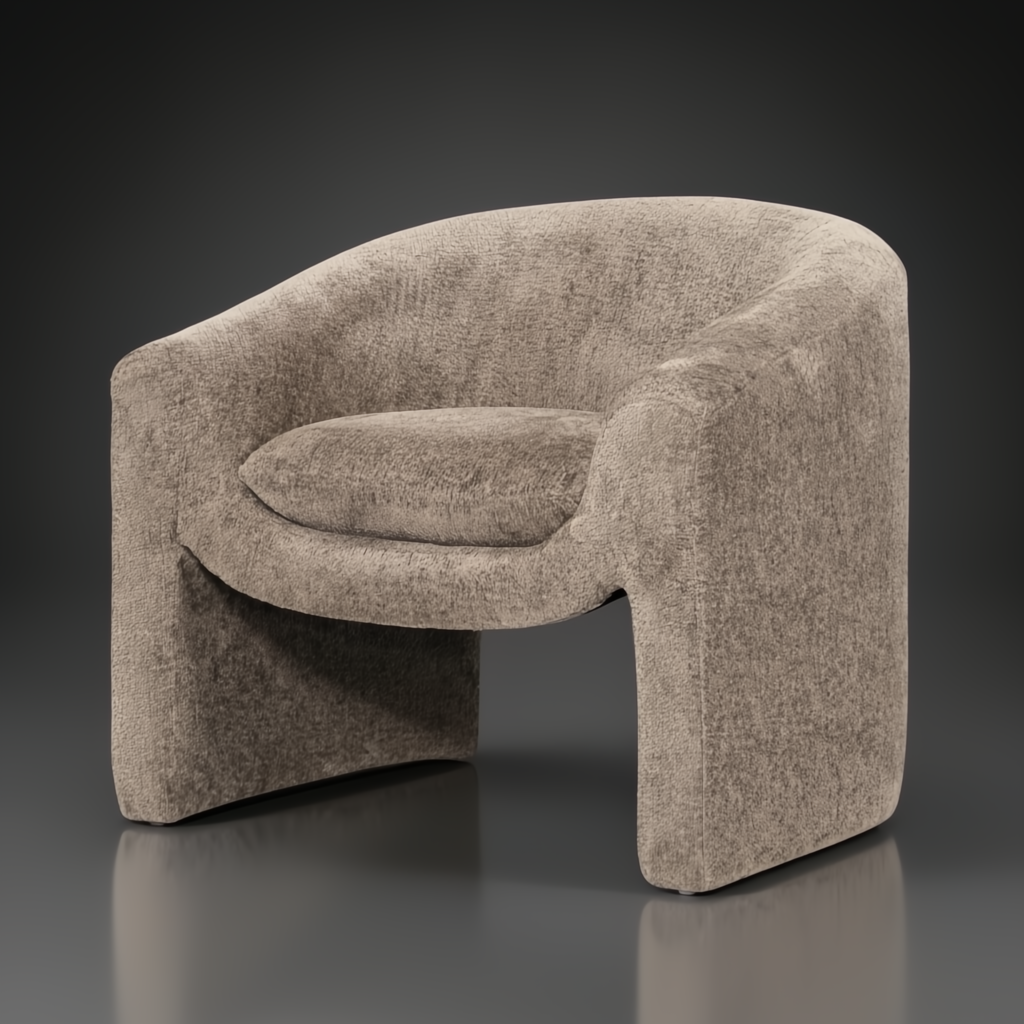 Surya Cascadia brown upholstered accent chair with modern curved design and polyester fabric.