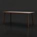 Surya Billings Dining Table with dark brown stained oak veneer top and dark brown rubber wood legs with black metal accents.