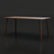 Surya Billings Dining Table with dark brown stained oak veneer top and dark brown rubber wood legs with black metal accents.