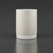 White cylindrical container with a textured, ribbed pattern and a smooth base.