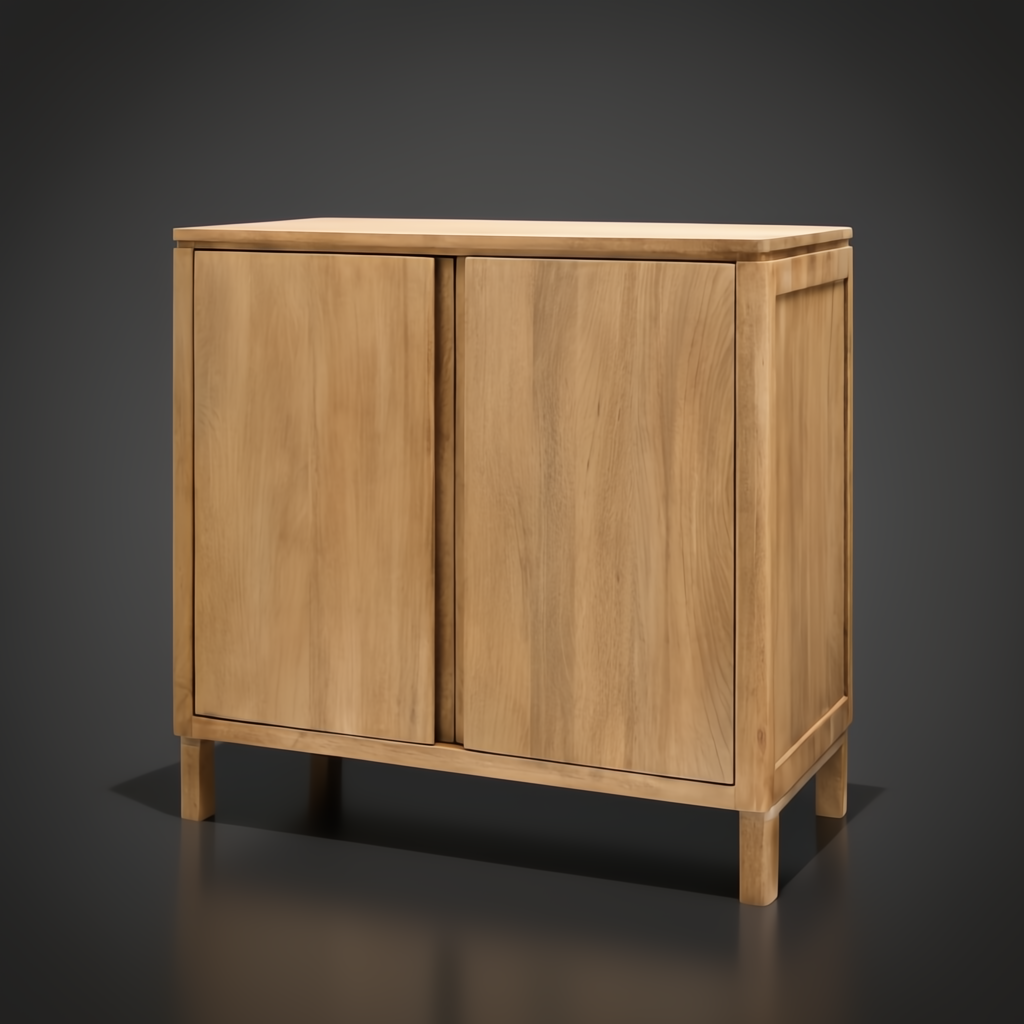 Surya Silas Cabinet, a brown stained mango wood storage cabinet with Scandinavian modern design.