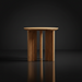 Round brown lacquered mango wood end table with beveled edge top and zigzag fluted legs.