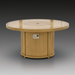 Surya Cape Town 50" round wheat hand-painted aluminum fire table with sculptural design.