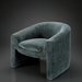 Surya Cascadia Accent Chair, a compact teal polyester upholstered chair with a curved back and clean design.