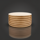 Beige polished marble top Surya Redondo coffee table with a ribbed lacquered mango wood base.