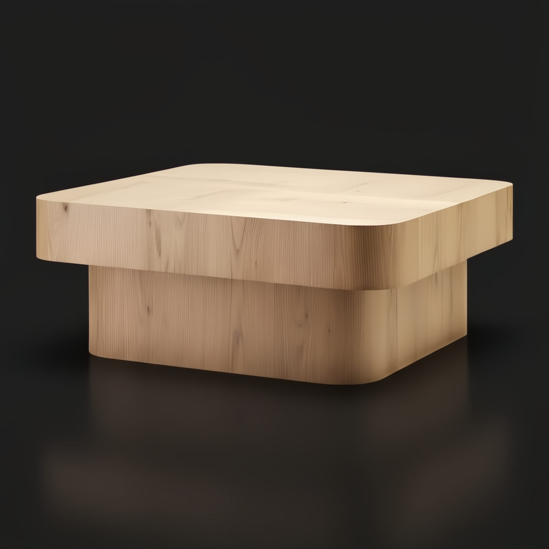 Surya Arquette 40" square coffee table with natural wood veneer and rounded edges.