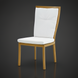 Surya Cape Town outdoor dining chair with wheat finish aluminum frame and white Sunbrella cushions.
