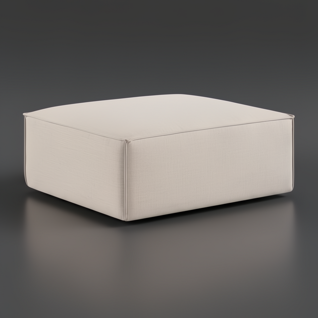 Surya Alepa ALPA-001 rectangular ottoman, light beige upholstered fabric, low-profile design, 15"H x 31"W x 37"D.