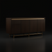 Surya Molander Sideboard: Brown stained oak veneer top, metallic brass steel, Scandinavian modern design.