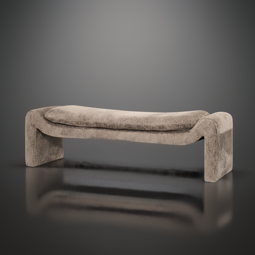 Surya Cascadia 60"W brown modern bench with a streamlined profile and cushioned seating.