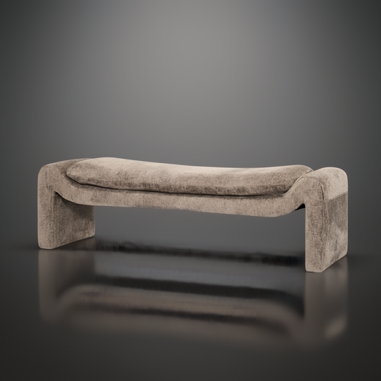 Surya Cascadia 60"W brown modern bench with a streamlined profile and cushioned seating.
