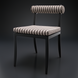 Surya Antibes outdoor dining chair with black powder-coated aluminum base and striped Sunbrella cushions.