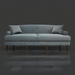 Surya Maywood traditional teal polyester sofa with dark brown rubber wood legs.
