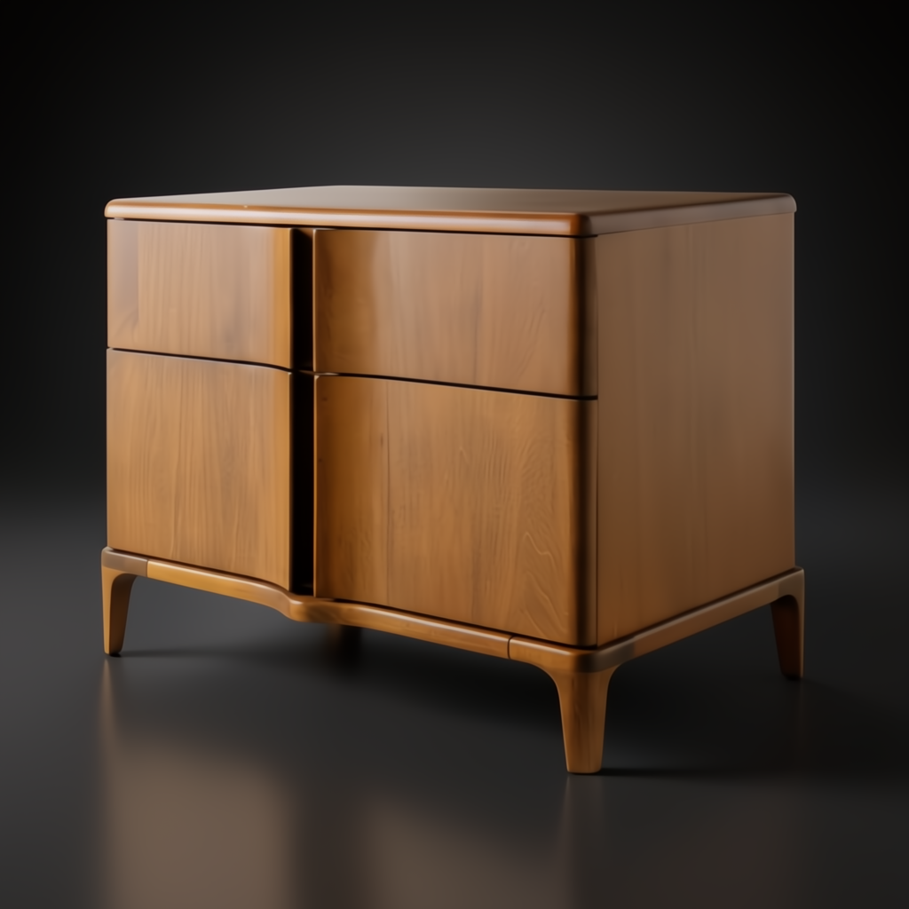 Grande Nightstand: minimalist modern brown poplar nightstand with two soft-close drawers.