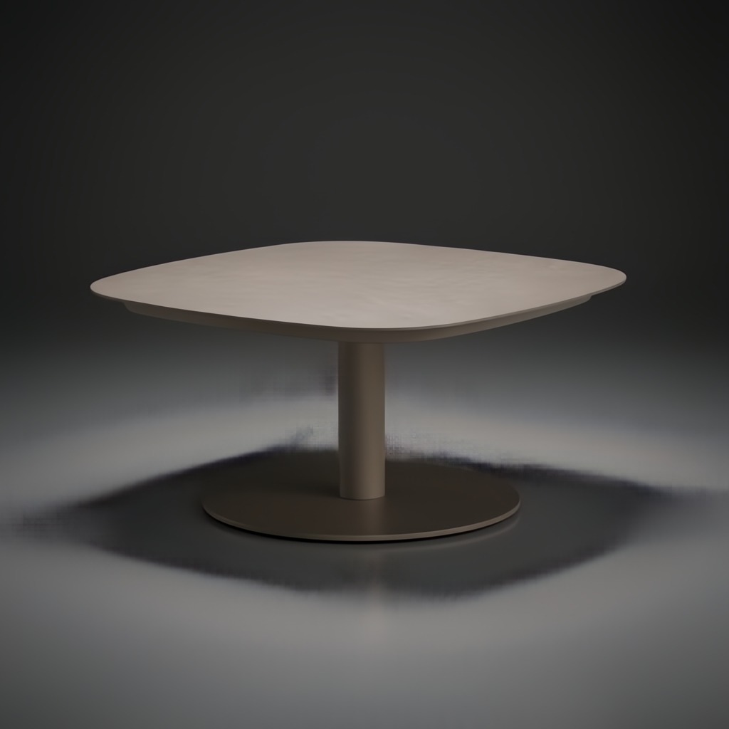 Surya Daniella outdoor coffee table with a gray matte stone top and a gray hand-painted aluminum base.