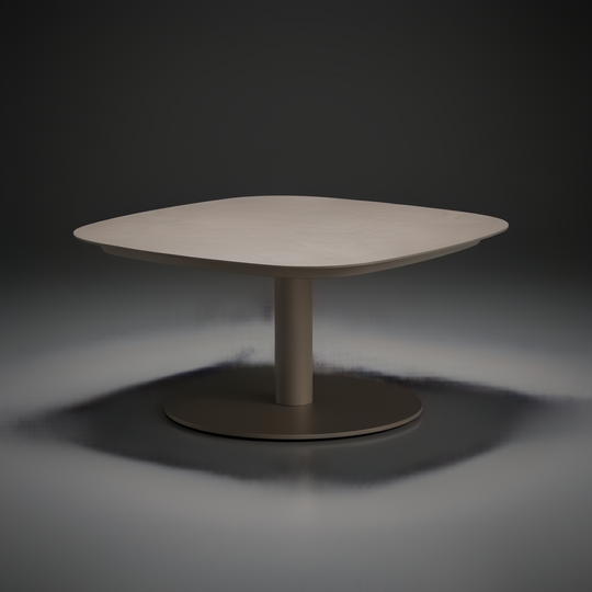 Surya Daniella outdoor coffee table with a gray matte stone top and a gray hand-painted aluminum base.
