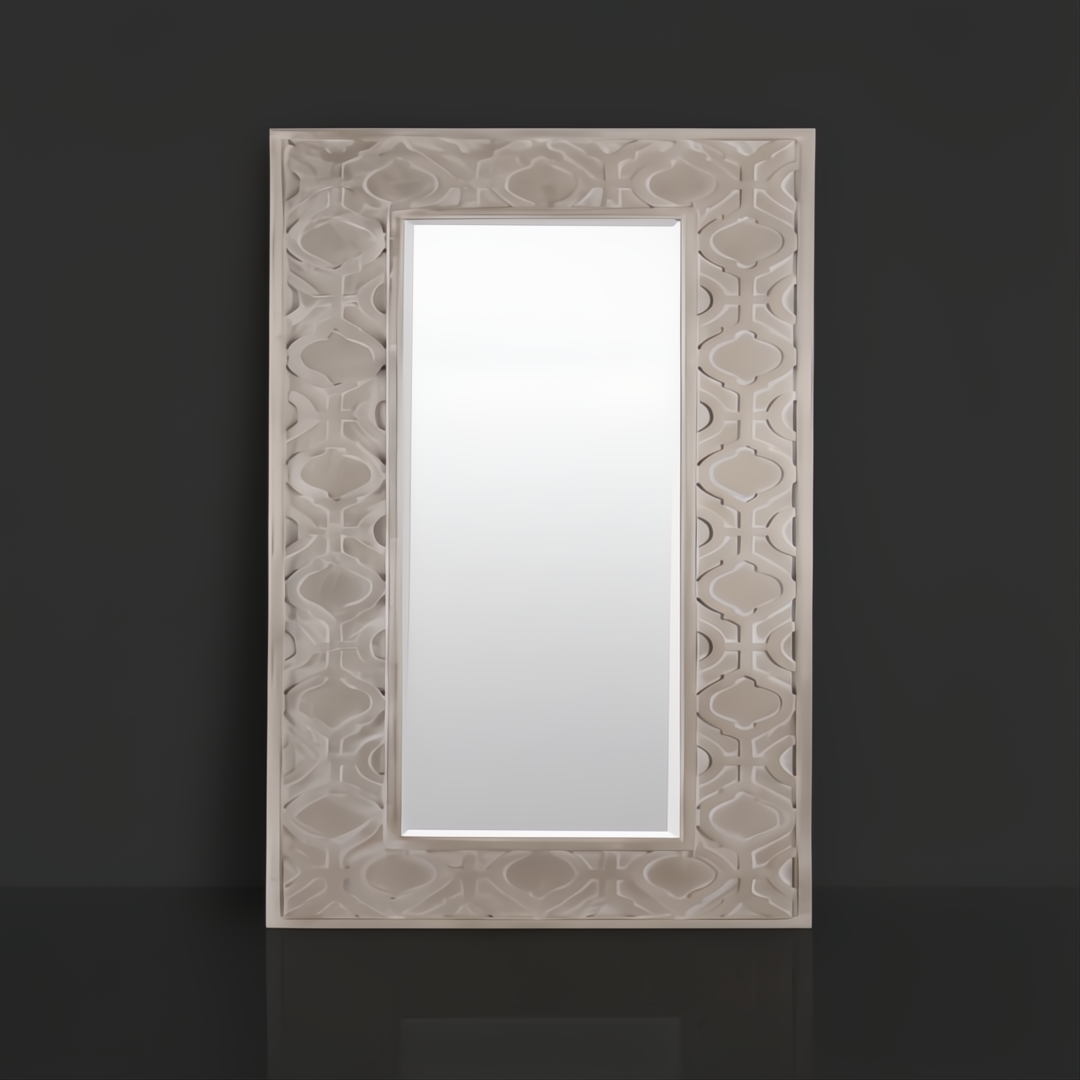 Surya MRR-1011 full-length rectangular mirror with a grey manufactured wood frame and beveled glass.
